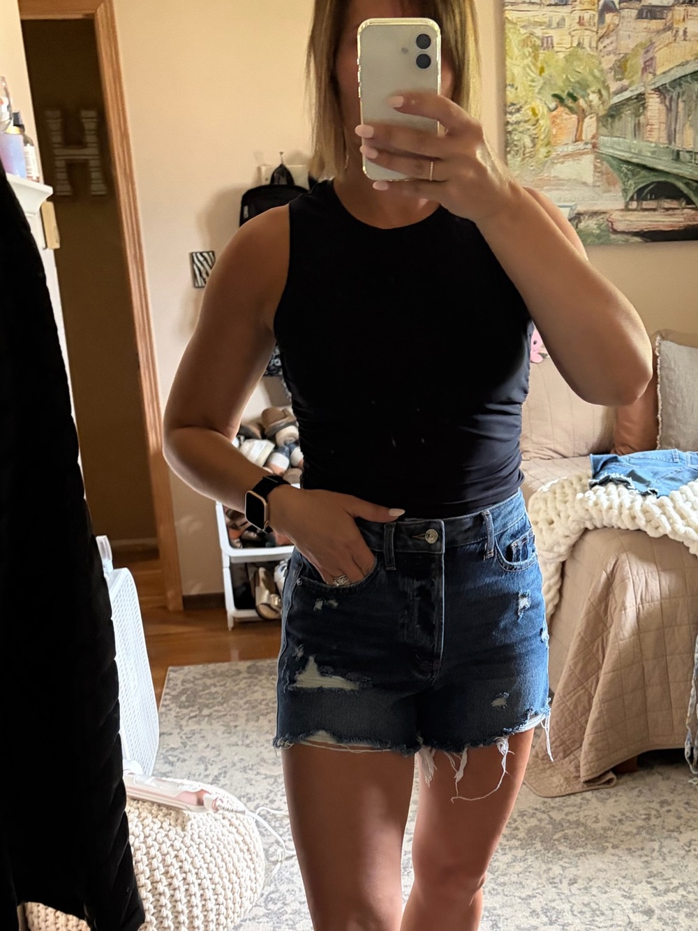 Distressed Jean shorts